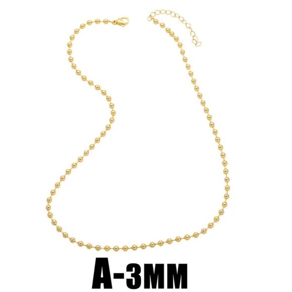 Gold Beaded Ball Chain Necklace Set - Picture 5 of 9